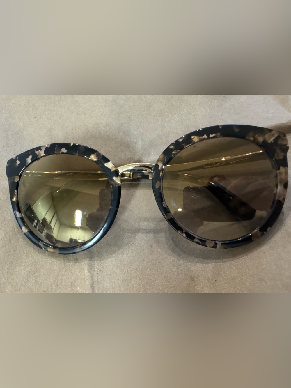 Dolce & Gabbana Tortoiseshell Round Sunglasses with Gold Bridge